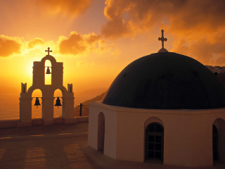 Church bell tower cross sunset - constantine andreou free wallpaper