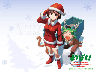 Christmas santa girl child reindeer - official art free wallpaper for desktop
