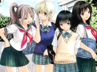 Group girls school uniforms hands - school uniform free wallpaper