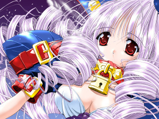 Anime girl white hair blue 22 - a blue hat free wallpaper