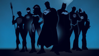 Silhouette group people blue background - a comic book panel free wallpaper