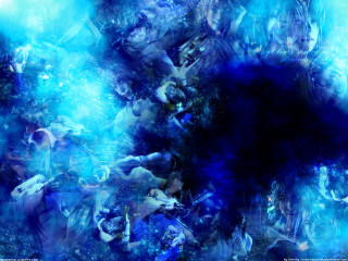 Blue black abstract people aurora - abstract painting free wallpaper