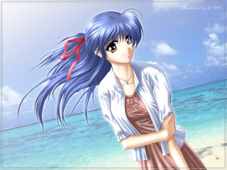 Bluehair beach ocean ribbon anime - a beach next free wallpaper for desktop