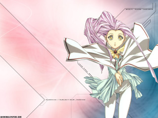 Anime purplehair whitedress pinkblue hologram - yukito kishiro free wallpaper