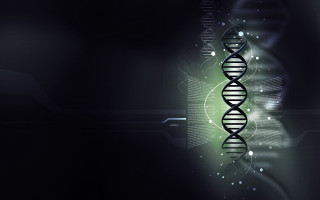 Black background green white dna - double free wallpaper