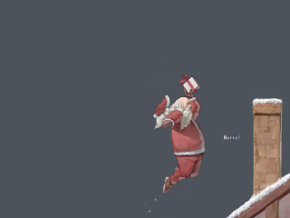 Santa jumping roof snowboard chimney - a snowboard free wallpaper