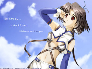 Anime girl sword sky clouds 2 - cloud and a quote free wallpaper