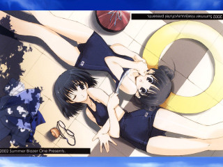 Anime girls clock beachball sunglasses - the wall behind them free wallpaper