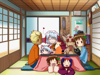 Group people cat kimono tatami - a group of people sitting free wallpaper