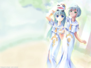 Anime characters sky clouds cat - two anime character free wallpaper for desktop