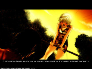 Girl sword sunset blonde fire - a short dress holding free wallpaper