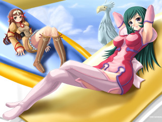 Pink surfing woman bird anime - a pink outfit free wallpaper for desktop