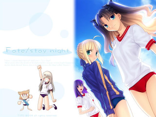 Anime girls blue sky stars - a group of anime girls free wallpaper