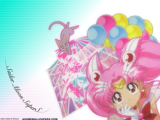 Pink hair balloons cat bow - free happy birthday wallpaper for desktop