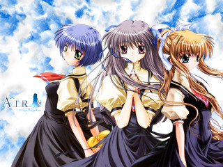 Three girls anime long hair - a dress free wallpaper