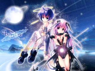 Snow fullmoon anime astronaut aurora - a full moon in the background free wallpaper for desktop