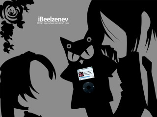 Woman cat man phone flower - his hair free wallpaper