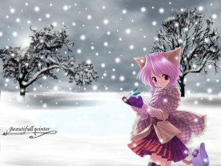 Pink dress purple cat snowy - a pink dress holding free wallpaper