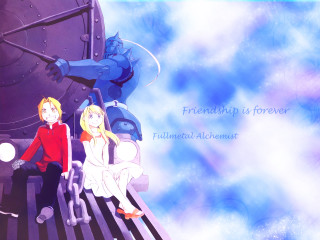Traincar couple sitting bluesky anime - a sky background behind them free wallpaper for desktop