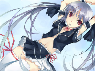 Anime girl long hair red 4 - a red ribbon free wallpaper for desktop