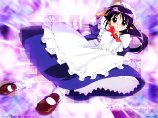 Anime girl white dress purple - a pillow free wallpaper