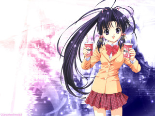 Girl coffee bowtie anime cherryblossoms - her neck free wallpaper for desktop