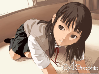 Girl smiling schooluniform browneyes braid - black skirt free wallpaper