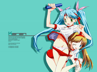 Anime girls blue hair gun - the other holding free wallpaper