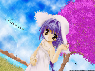 Purple haired girl white dress - purple hair free wallpaper for desktop