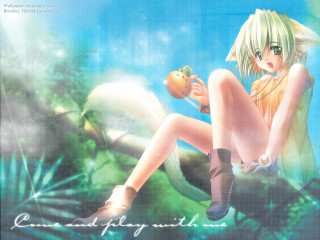 Anime girl tree branch apple - underneath free wallpaper
