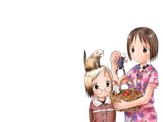 Chizuko blonde girl basket animals - a child free wallpaper