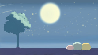 Tree balls grass full moon - chiho aoshima free wallpaper for desktop
