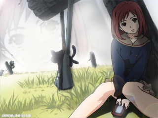 Girl gun cat outdoors anime - a gun free wallpaper for desktop