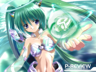 Green haired girl mermaid armor - a white circle free wallpaper for desktop