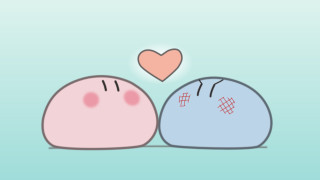 Cartoon characters heart foreheads love - two cartoon character free wallpaper