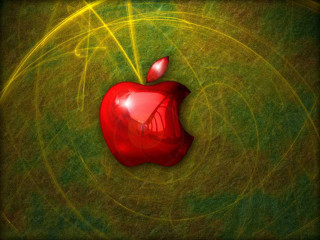Red apple green background swirling - a red apple free wallpaper for desktop