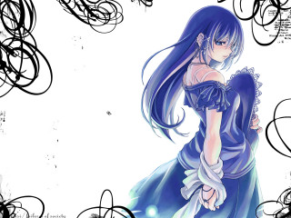 Woman blue dress lace anime - a detailed drawing free wallpaper