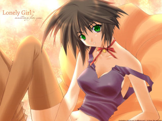 Anime girl purple shirt green - anime girl free wallpaper