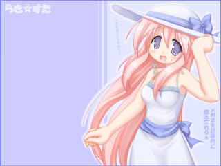 Pink hair white dress sun - pastel color free wallpaper