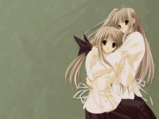 Anime girls hugging cat long - long hair and a cat free wallpaper