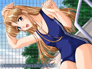 Aguri uchida blueswimsuit wind tennis - a blue swimsuit free wallpaper