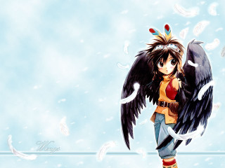 Anime bird wings angel feathers - his shoulder free wallpaper