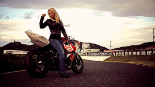 Woman motorcycle road sky clouds - eva švankmajerová free wallpaper