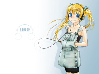 Blonde girl headphones dress blue - headphone free wallpaper for desktop