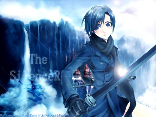 Man blue outfit sword waterfall - a waterfall free wallpaper