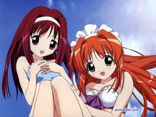 Red haired anime girls bows - long red hair free wallpaper