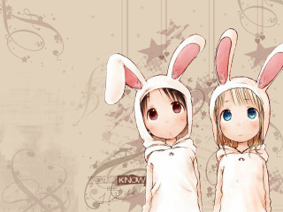 Anime bunny girls star music - grungy free wallpaper