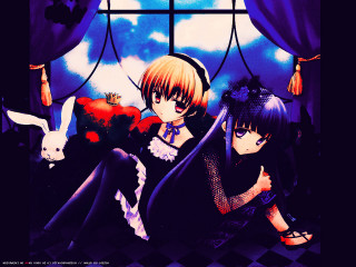Gothic anime girls bunny couch - a couch in front free wallpaper