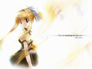 Girl ponytail blonde blue eyes - anime visual free wallpaper