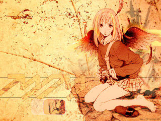 Girl sitting angel bird blood - above her head free wallpaper for desktop